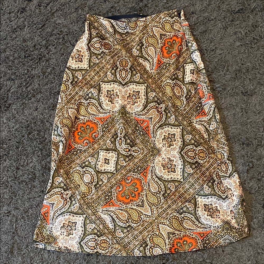 Express Bohemian Satin Patterned Midi Skirt